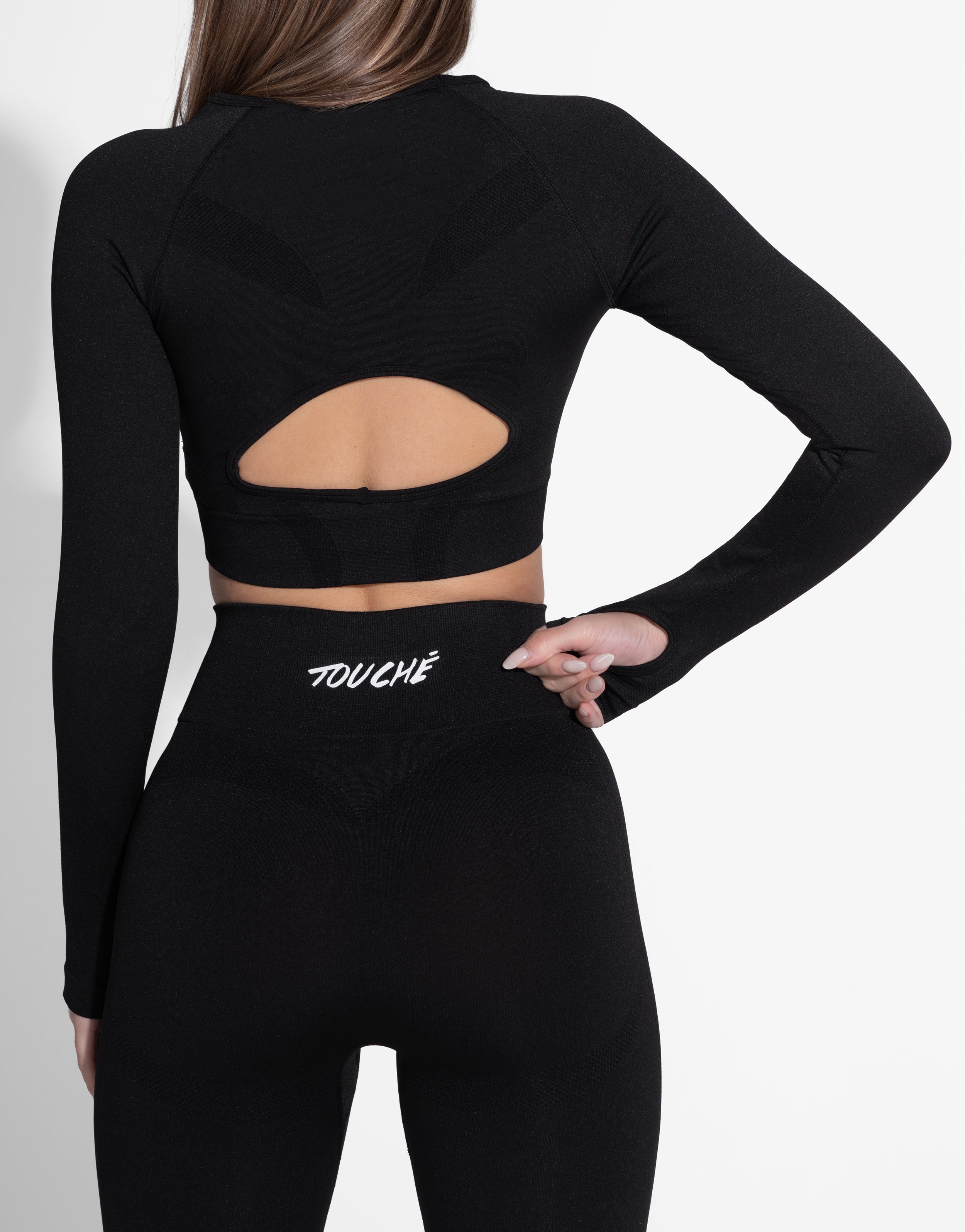 BOOTCUT BLACK LONG TOP SEAMLESS